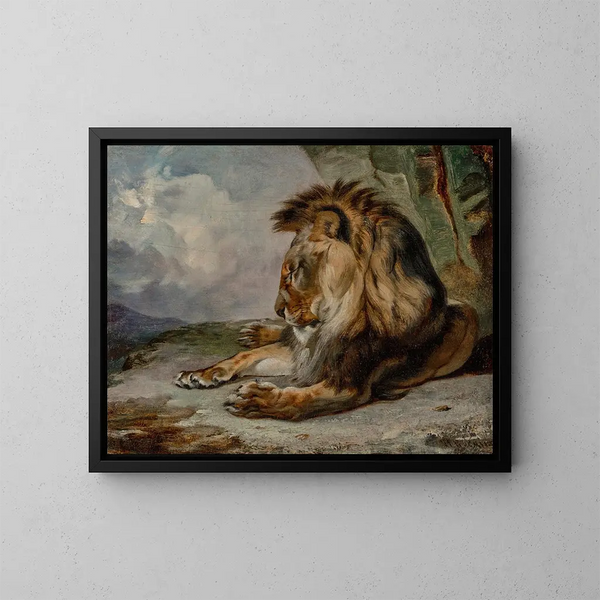 León dormido - William Huggins — cuadro enmarcado en la pared