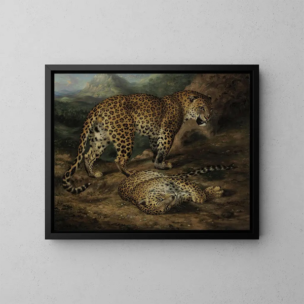 Dos leopardos - William Huggins — cuadro enmarcado en la pared