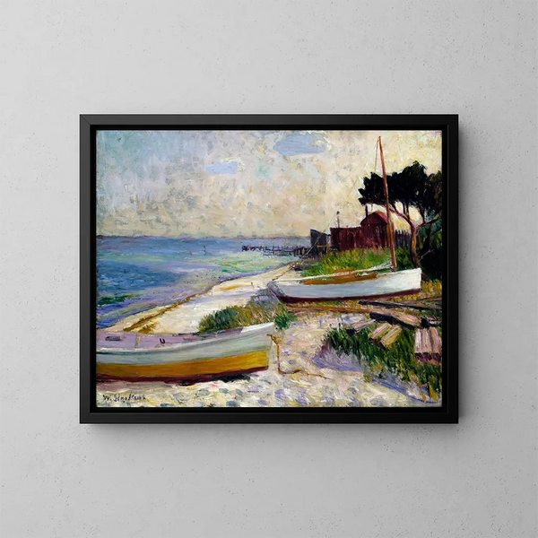 Escena de playa - William James Glackens — cuadro enmarcado en la pared