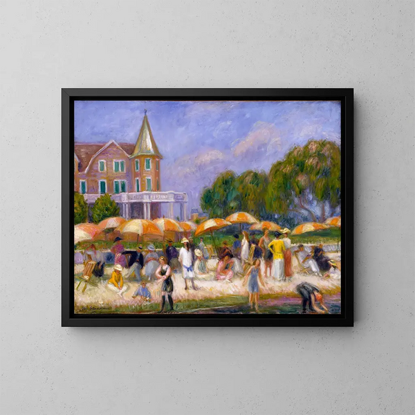 Parasols en la playa en Blue Point - William James Glackens — cuadro enmarcado en la pared