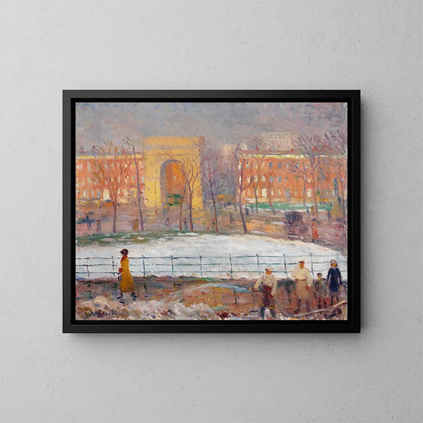Los limpiadores de calles en Washington Square - William James Glackens — cuadro enmarcado en la pared