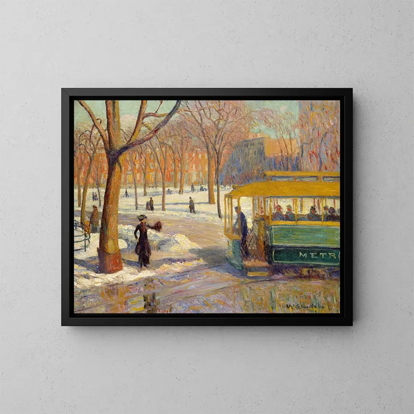 La coche verde - William James Glackens — cuadro enmarcado en la pared