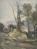 Casa de campo y callejón - William James Müller — vista de la obra