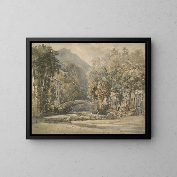 Paisaje con un puente - William James Müller — cuadro enmarcado en la pared