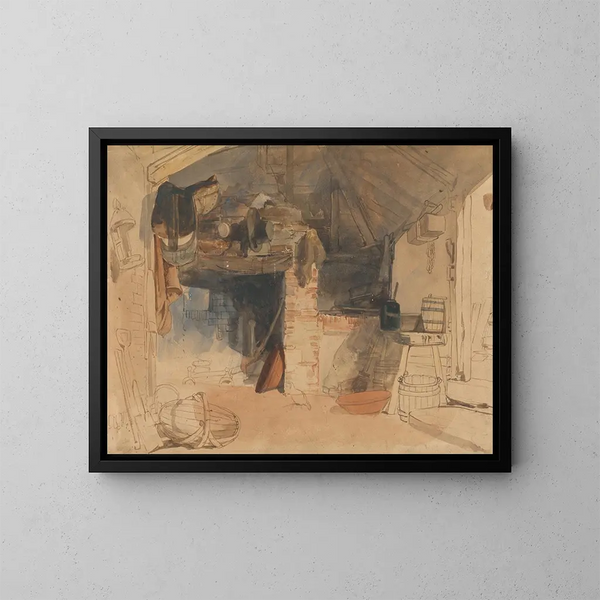 Estudio de una escena interior rústica - William James Müller — cuadro enmarcado en la pared