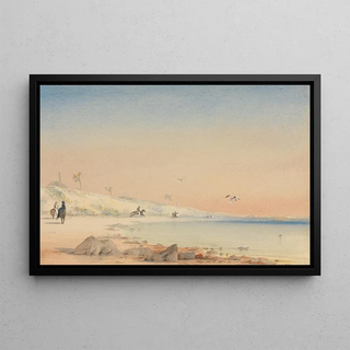 William John Chamberlayne - Gambia a sandy bay with figures walking and riding at Cape St Mary.webp