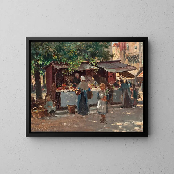 Día de mercado en Brujas - William Kay Blacklock — cuadro enmarcado en la pared