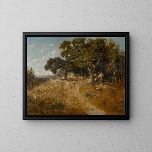Sendero a través de los robles de California - William Keith — cuadro enmarcado en la pared