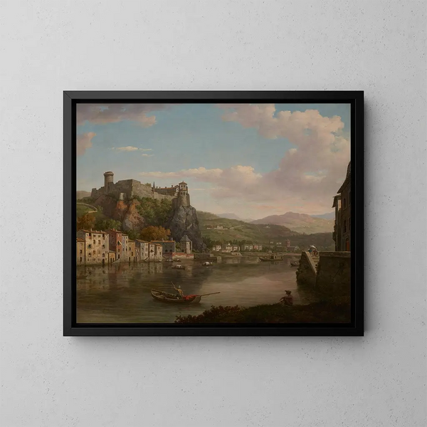 Vista del río Saona y del castillo de Pierre Scize, Lyon, Francia - William Marlow — cuadro enmarcado en la pared
