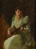 Dama tocando la guitarra - William Merritt Chase — vista de la obra