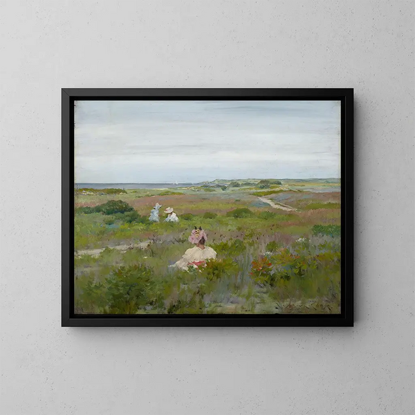 Landscape at Shinnecock, Long Island - William Merritt Chase — framed artwork on a wall