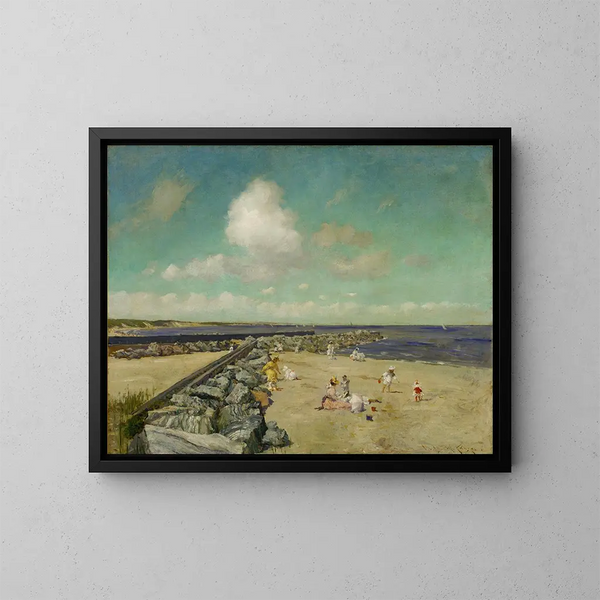 Morning at the Breakwater of Shinnecock - William Merritt Chase — framed artwork on a wall