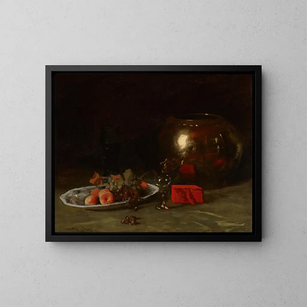 El gran cuenco de latón - William Merritt Chase — cuadro enmarcado en la pared