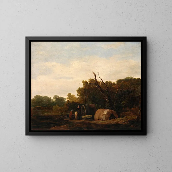 Un campamento de gitanos - William Mulready — cuadro enmarcado en la pared