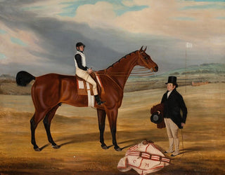 William Nedham - Foreigner with jockey up and his owner standing to the right.webp