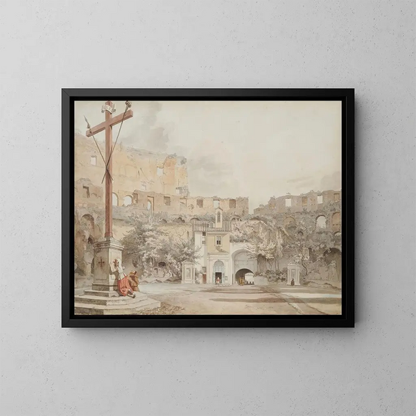 interior del Coliseo, Roma - William Pars — cuadro enmarcado en la pared