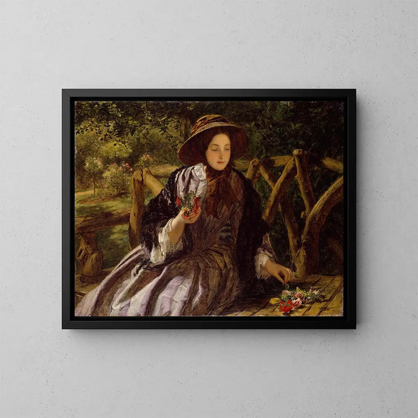 Flores de jardín componiendo un ramo - William Powell Frith — cuadro enmarcado en la pared