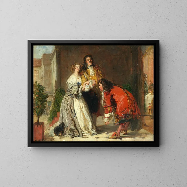 Escena del burgués gentilhomme - William Powell Frith — cuadro enmarcado en la pared