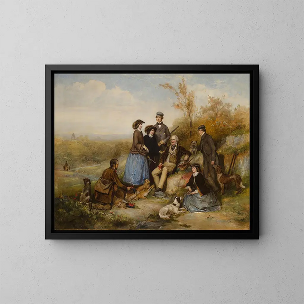 La Partida de caza - William Powell Frith — cuadro enmarcado en la pared