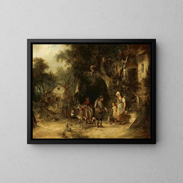 L'homme aux lapins - William Shayer — cuadro enmarcado en la pared