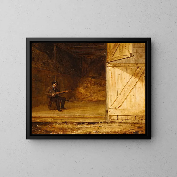 El jugador de banjo - William Sidney Mount — cuadro enmarcado en la pared