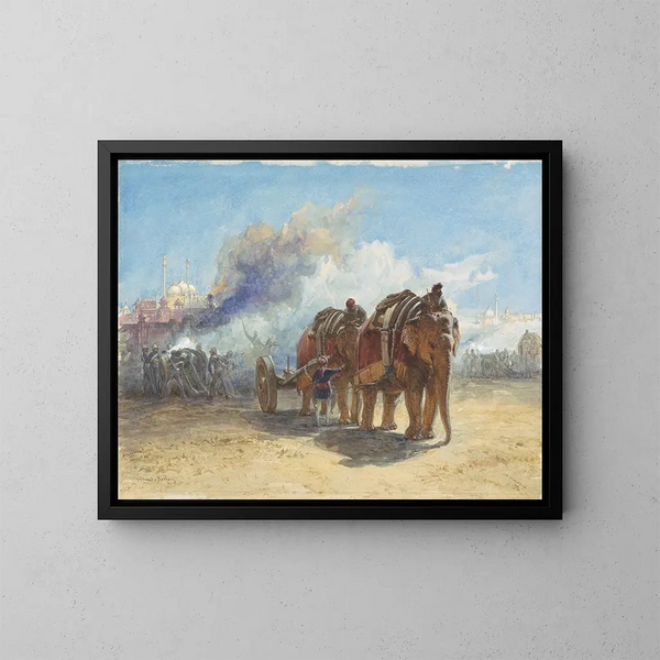 Elephant Battery Painting - William Simpson — framed artwork on a wall