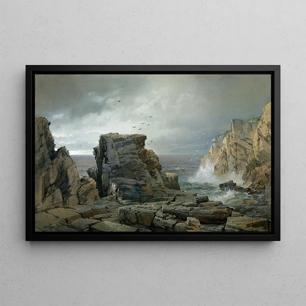 Una costa rocosa - William Trost Richards — cuadro enmarcado en la pared