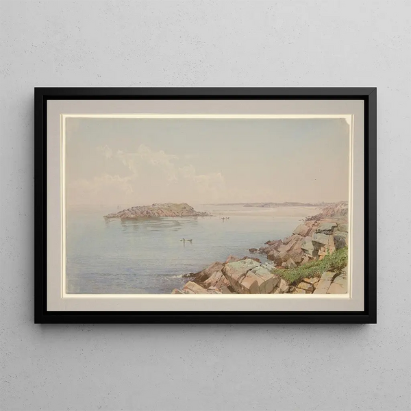 Escena en la Bahía de Narragansett - William Trost Richards — cuadro enmarcado en la pared