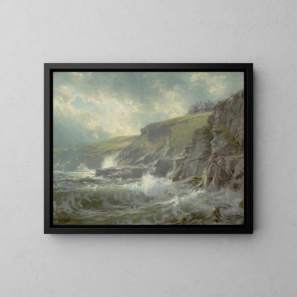 Vista de la casa de los artistas Graycliff, Newport, Rhode Island - William Trost Richards — cuadro enmarcado en la pared
