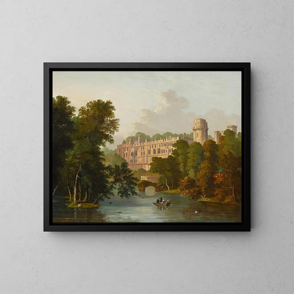 Una vista del castillo de Warwick - William Westall — cuadro enmarcado en la pared
