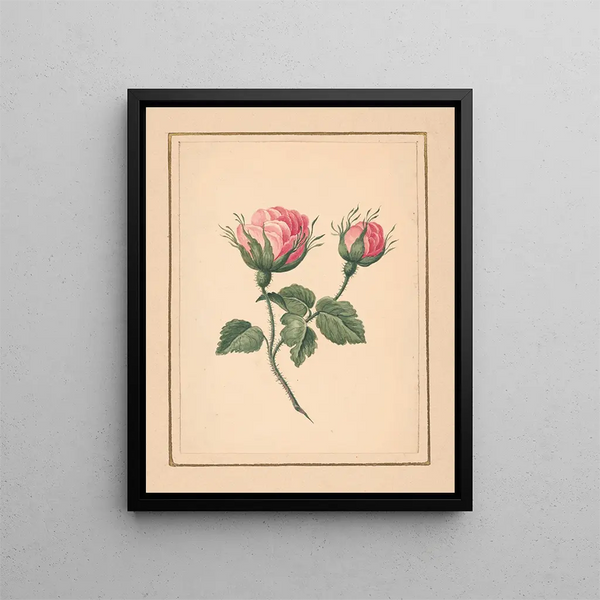 William Wood Thackara - Rose blossoms on stem with leaves.webp