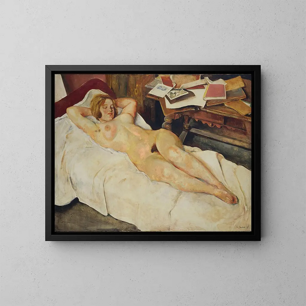 Acto femenino acostado - Willy Jaeckel — cuadro enmarcado en la pared