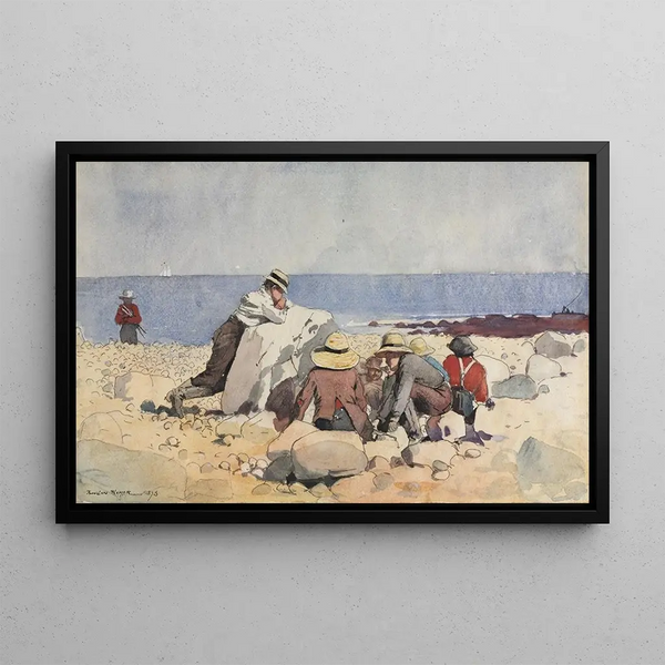 Un festín de almejas - Winslow Homer — cuadro enmarcado en la pared