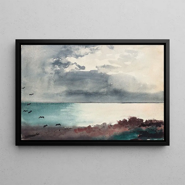 Storm on the Maine Coast - Winslow Homer — framed artwork on a wall