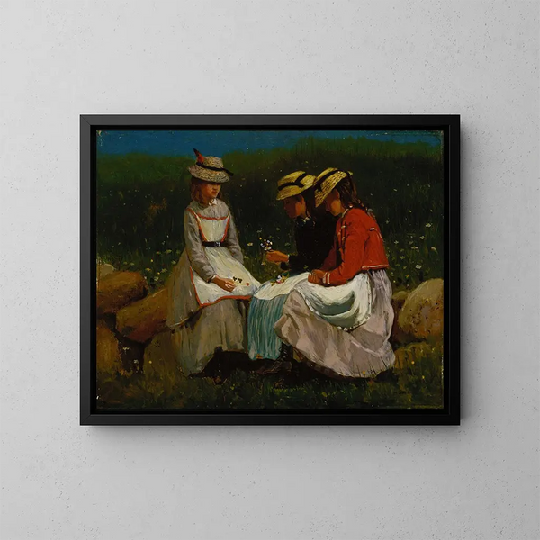 Girls in a Landscape - Winslow Homer — framed artwork on a wall