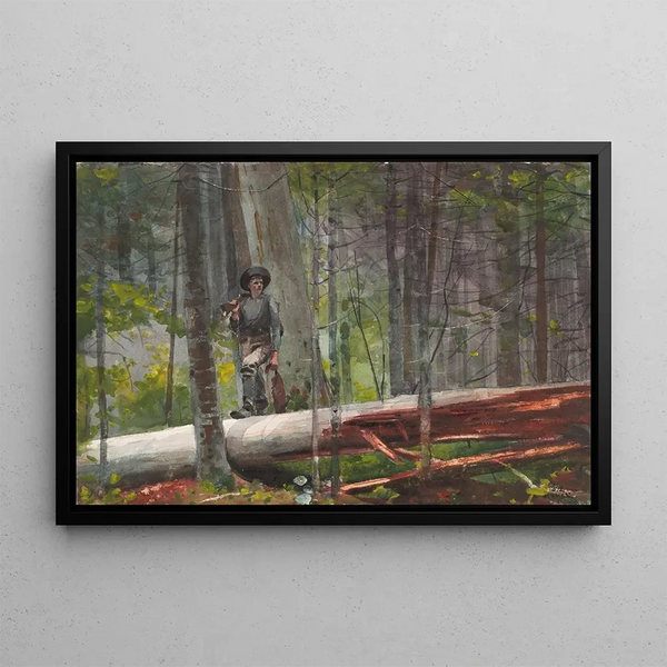 Hunter in the Adirondacks - Winslow Homer — framed artwork on a wall