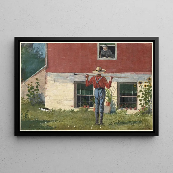 In the Garden Rustic Courtyard - Winslow Homer — framed artwork on a wall