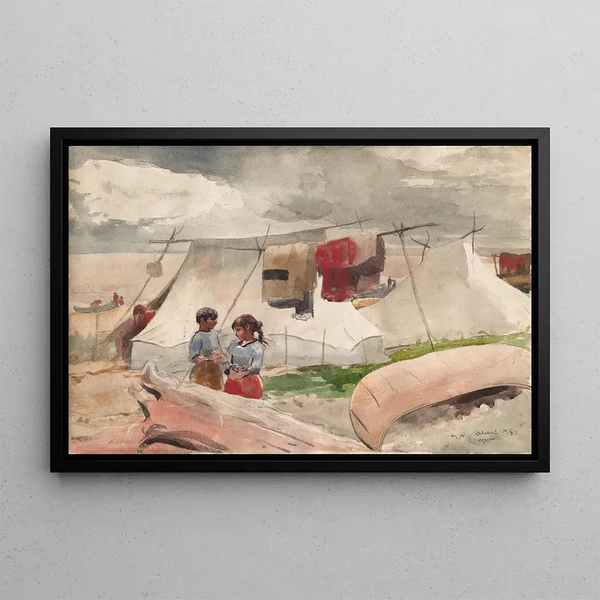 Camp indio Roberval PQ - Winslow Homer — cuadro enmarcado en la pared