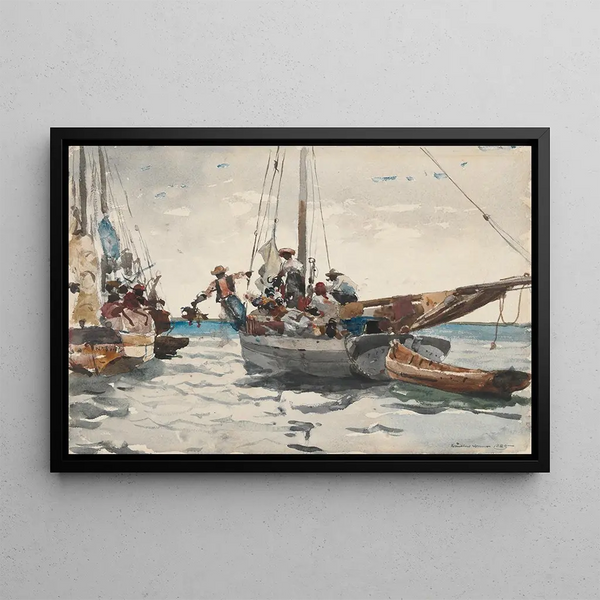 Market Scene in Nassau - Winslow Homer — framed artwork on a wall