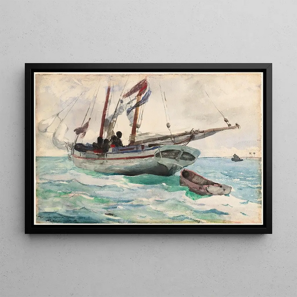 Schooner Nassau - Winslow Homer — framed artwork on a wall