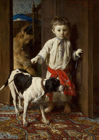 Witold Pruszkowski - Artists son with a dog.webp