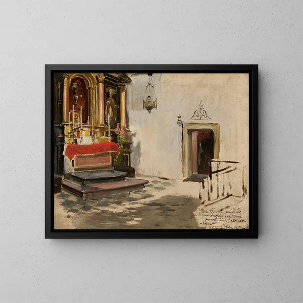 altar en la iglesia de Wola - Wojciech Kossak — cuadro enmarcado en la pared