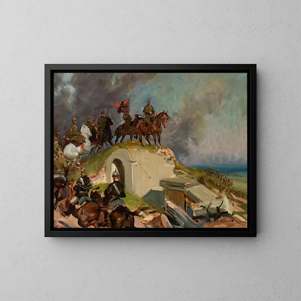 Escena de batalla de la Primera Guerra Mundial - Wojciech Kossak — cuadro enmarcado en la pared