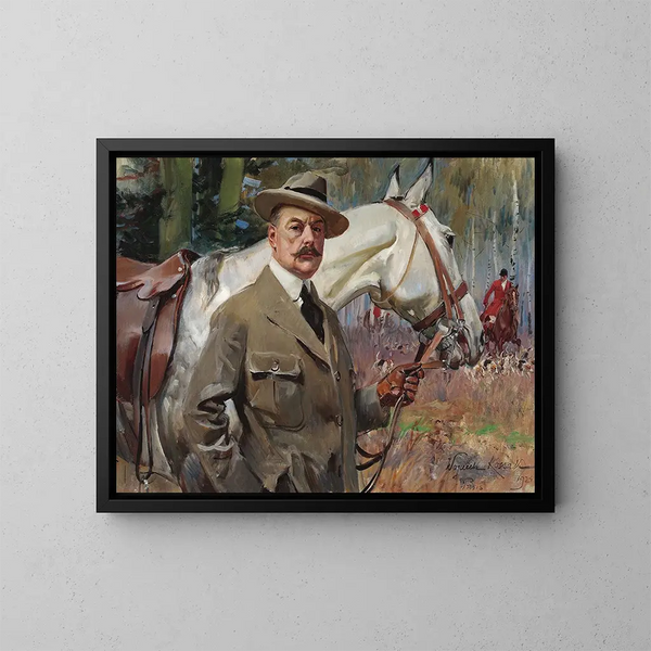 Autorretrato con un caballo - Wojciech Kossak — cuadro enmarcado en la pared