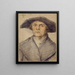 Portrait of a man wearing a fur-lined coat and a wide-brimmed hat - Wolf Huber — framed artwork on a wall