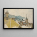 Vista de una ciudad fortificada en un paisaje fluvial - Atelier du Maître LCz — cuadro enmarcado en la pared
