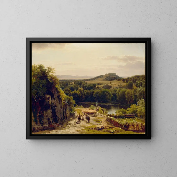 Paisaje en las montañas del Harz - Worthington Whittredge — cuadro enmarcado en la pared