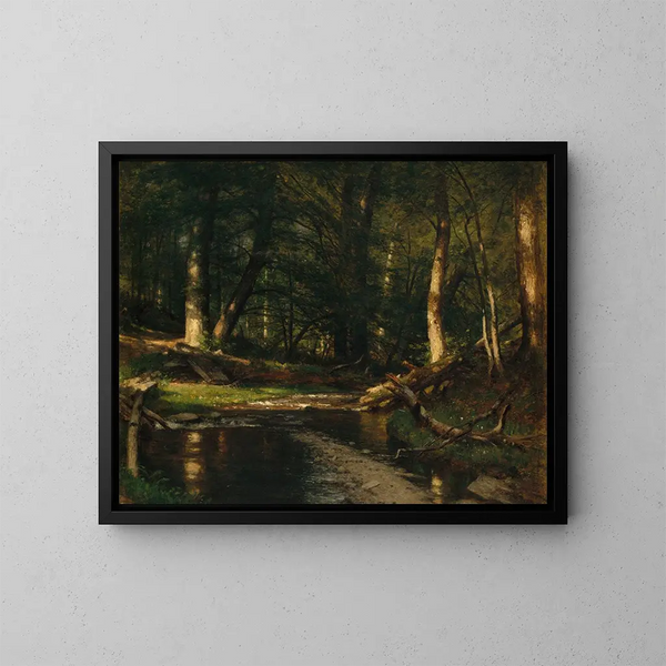El arroyo en el bosque - Worthington Whittredge — cuadro enmarcado en la pared