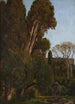 Los cipreses en la Villa d'Este en Tivoli - Worthington Whittredge — vista de la obra