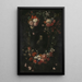 a sculpted bust of the Blessed Hieronymus Werdanus in a faux stone cartouche decorated with a garland and two bouquets of flowers - Wouter Gysaerts — framed artwork on a wall